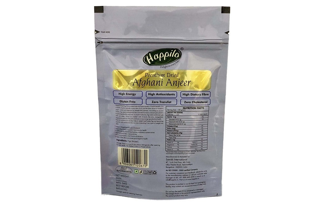 Happilo Premium Dried Afghani Anjeer   Pack  200 grams